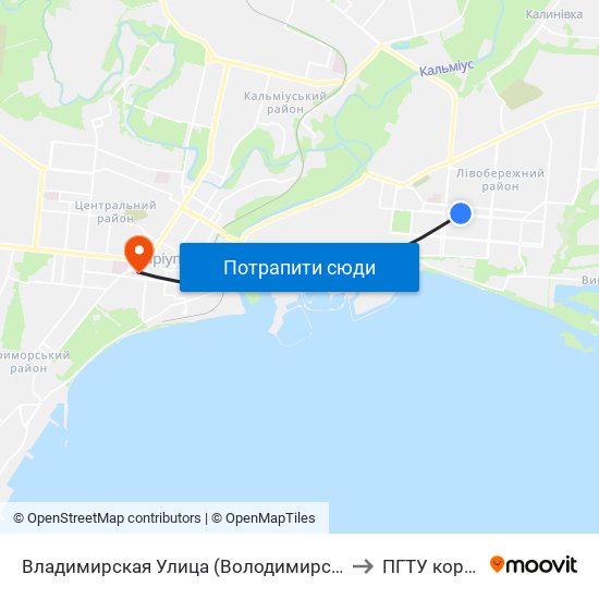 Владимирская Улица (Володимирська Вулиця) to ПГТУ корпус 1 map