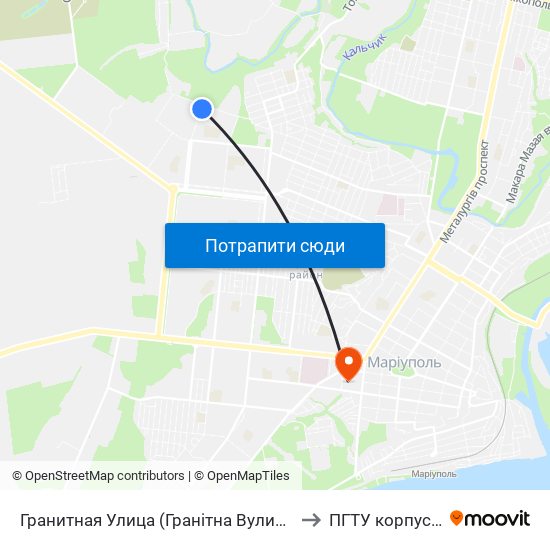 Гранитная Улица (Гранітна Вулиця) to ПГТУ корпус 1 map