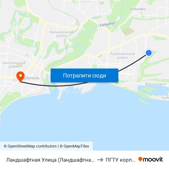 Ландшафтная Улица (Ландшафтна Вулиця) to ПГТУ корпус 1 map