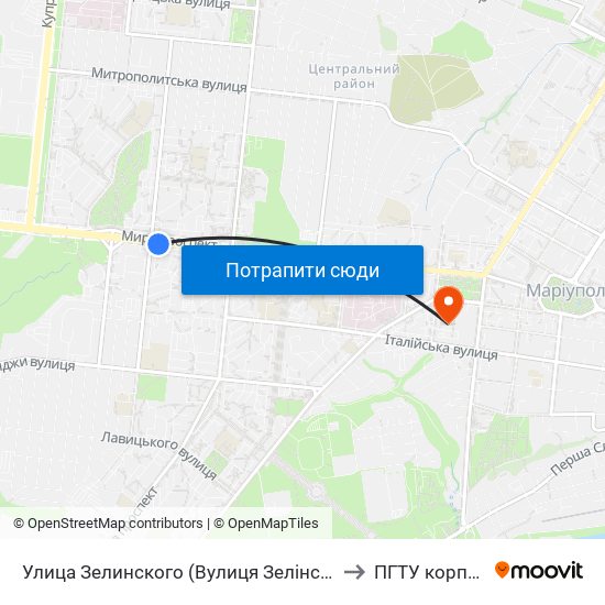 Улица Зелинского (Вулиця Зелінського) to ПГТУ корпус 1 map