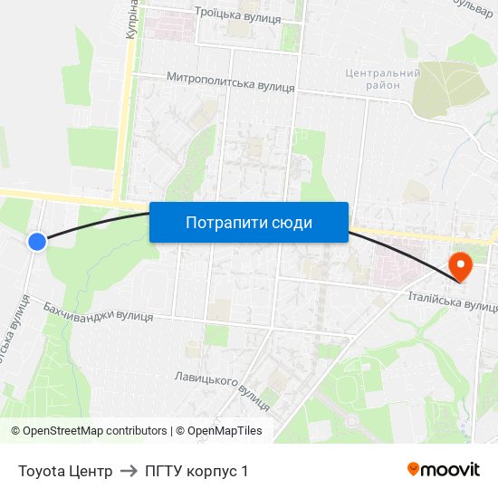 Toyota Центр to ПГТУ корпус 1 map