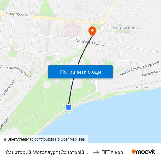 Санаторий Металлург (Санаторій Металург) to ПГТУ корпус 1 map