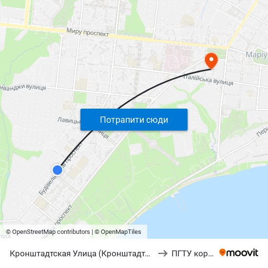 Кронштадтская Улица (Кронштадтська Вулиця) to ПГТУ корпус 1 map