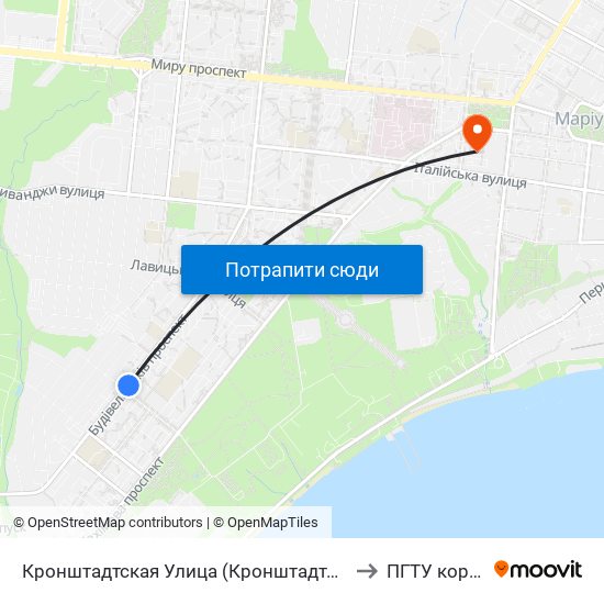 Кронштадтская Улица (Кронштадтська Вулиця) to ПГТУ корпус 1 map