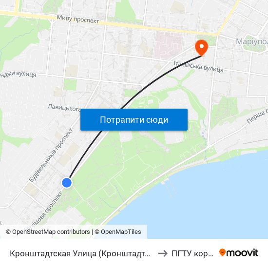 Кронштадтская Улица (Кронштадтська Вулиця) to ПГТУ корпус 1 map