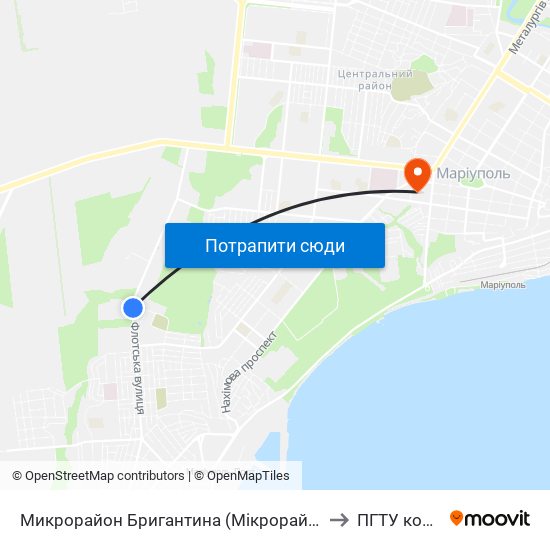 Микрорайон Бригантина (Мікрорайон Бригантина) to ПГТУ корпус 1 map