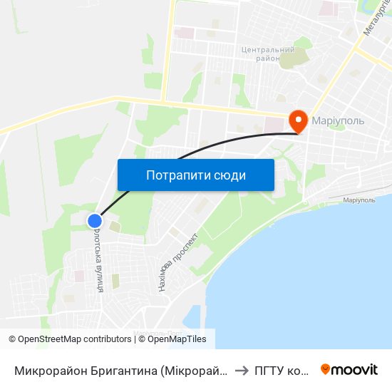 Микрорайон Бригантина (Мікрорайон Бригантина) to ПГТУ корпус 1 map