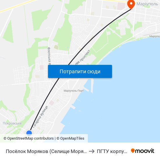 Посёлок Моряков (Селище Моряків) to ПГТУ корпус 1 map