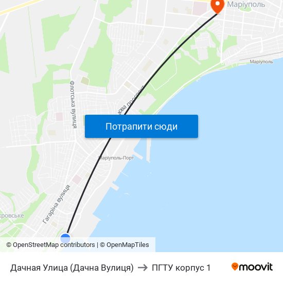 Дачная Улица (Дачна Вулиця) to ПГТУ корпус 1 map