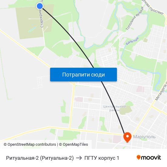 Ритуальная-2 (Ритуальна-2) to ПГТУ корпус 1 map