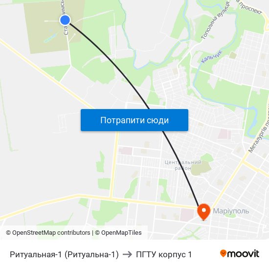 Ритуальная-1 (Ритуальна-1) to ПГТУ корпус 1 map
