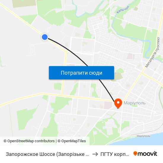 Запорожское Шоссе (Запорізьке Шосе) to ПГТУ корпус 1 map