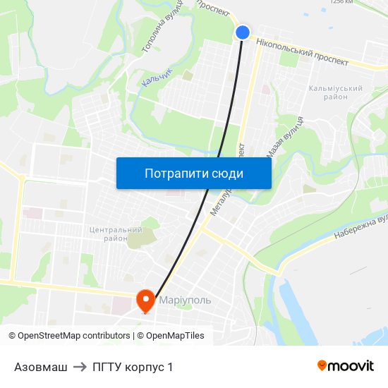 Азовмаш to ПГТУ корпус 1 map