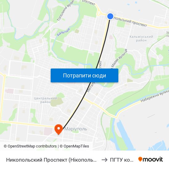Никопольский Проспект (Нікопольський Проспект) to ПГТУ корпус 1 map