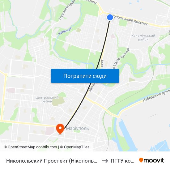 Никопольский Проспект (Нікопольський Проспект) to ПГТУ корпус 1 map