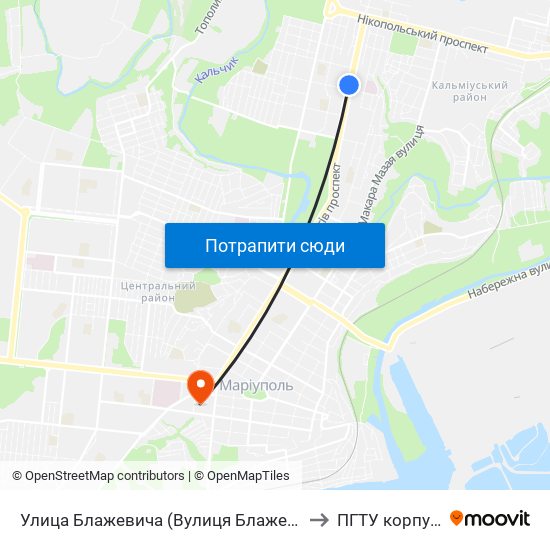 Улица Блажевича (Вулиця Блажевича) to ПГТУ корпус 1 map