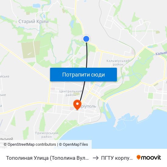 Тополиная Улица (Тополина Вулиця) to ПГТУ корпус 1 map