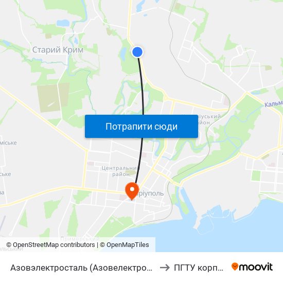 Азовэлектросталь (Азовелектросталь) to ПГТУ корпус 1 map