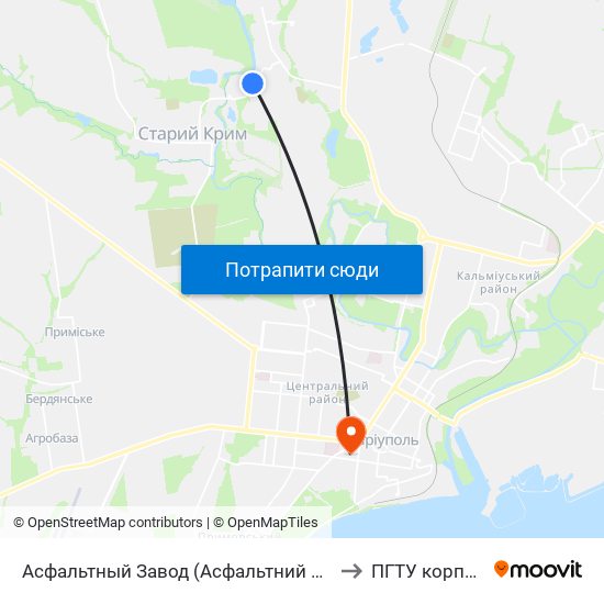 Асфальтный Завод (Асфальтний Завод) to ПГТУ корпус 1 map