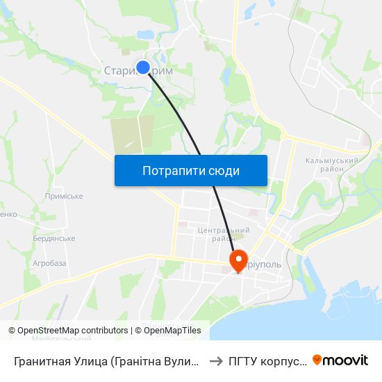 Гранитная Улица (Гранітна Вулиця) to ПГТУ корпус 1 map