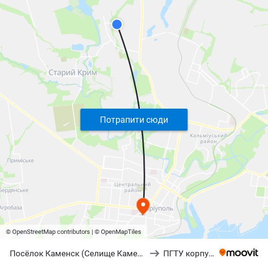 Посёлок Каменск (Селище Каменськ) to ПГТУ корпус 1 map