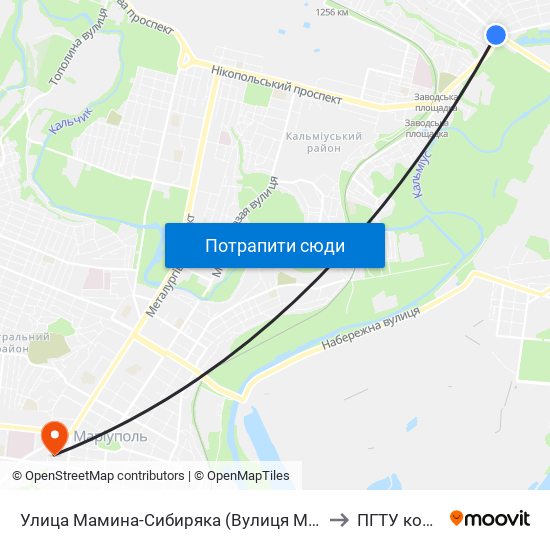 Улица Мамина-Сибиряка (Вулиця Маміна-Сибіряка) to ПГТУ корпус 1 map