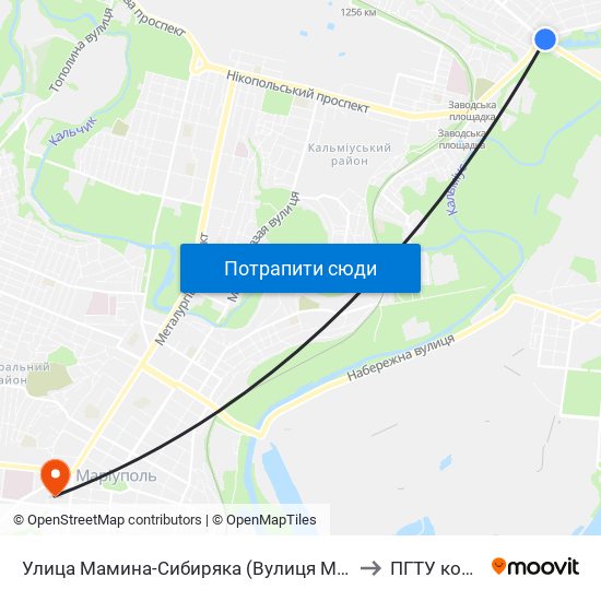Улица Мамина-Сибиряка (Вулиця Маміна-Сибіряка) to ПГТУ корпус 1 map