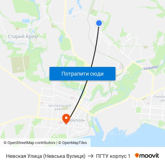 Невская Улица (Невська Вулиця) to ПГТУ корпус 1 map