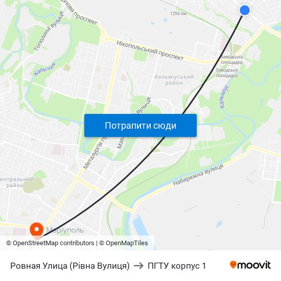 Ровная Улица (Рівна Вулиця) to ПГТУ корпус 1 map