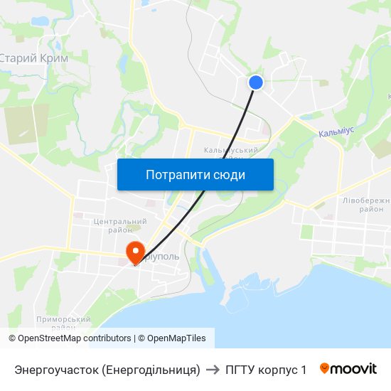 Энергоучасток (Енергодільниця) to ПГТУ корпус 1 map