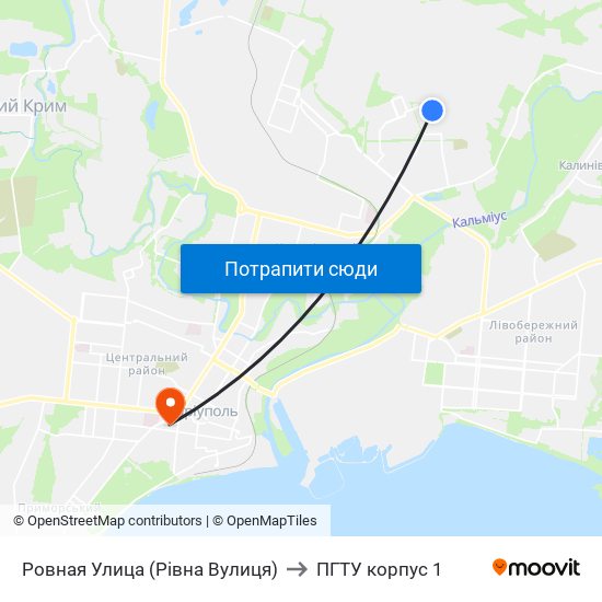 Ровная Улица (Рівна Вулиця) to ПГТУ корпус 1 map