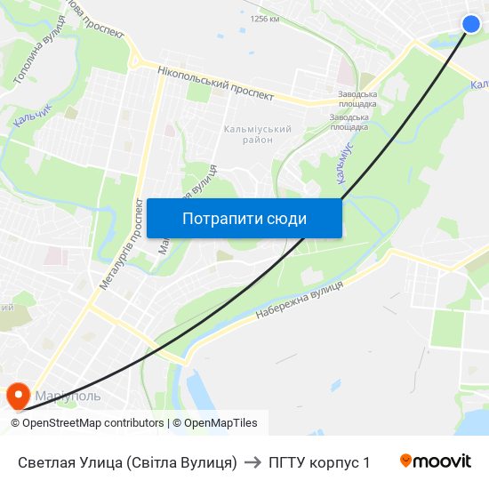 Светлая Улица (Світла Вулиця) to ПГТУ корпус 1 map