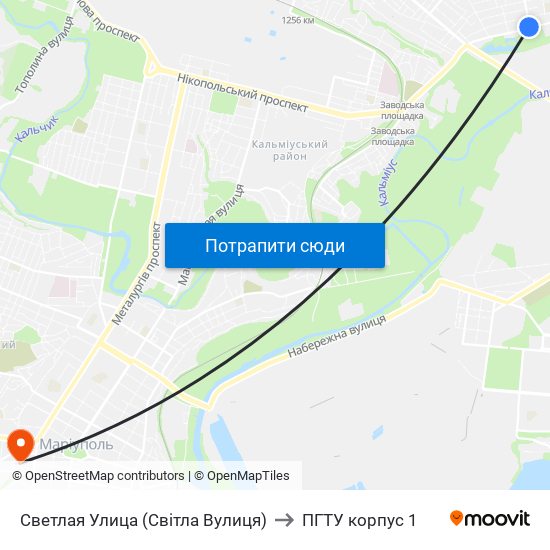 Светлая Улица (Світла Вулиця) to ПГТУ корпус 1 map