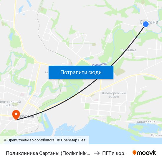 Поликлиника Сартаны (Поліклініка Сартани) to ПГТУ корпус 1 map