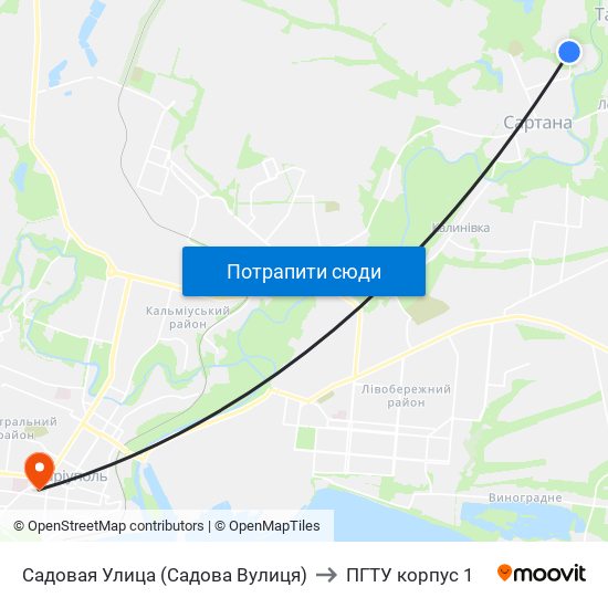 Садовая Улица (Садова Вулиця) to ПГТУ корпус 1 map