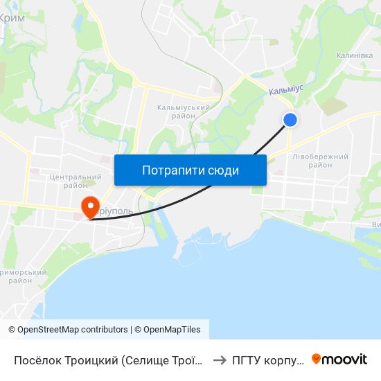 Посёлок Троицкий (Селище Троїцьке) to ПГТУ корпус 1 map