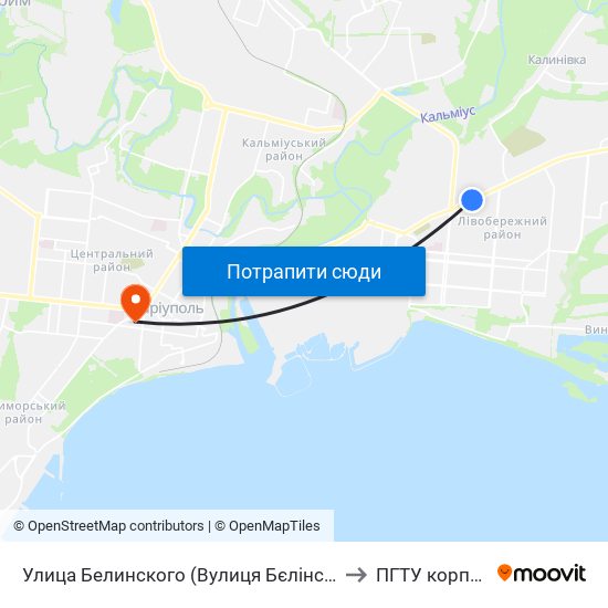 Улица Белинского (Вулиця Бєлінського) to ПГТУ корпус 1 map