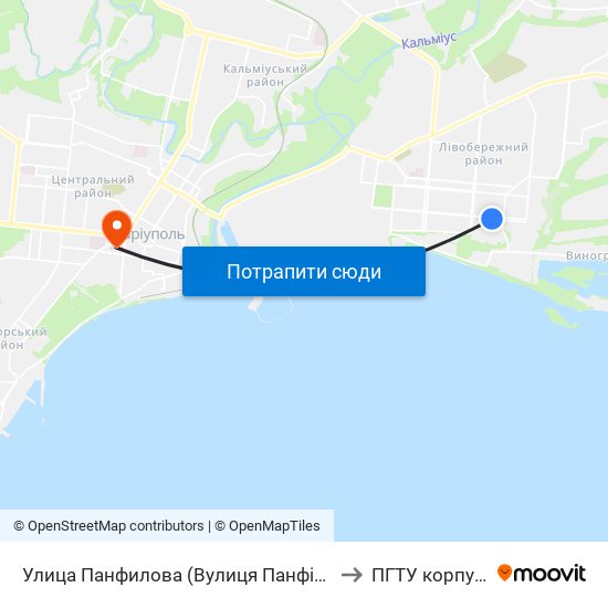 Улица Панфилова (Вулиця Панфілова) to ПГТУ корпус 1 map