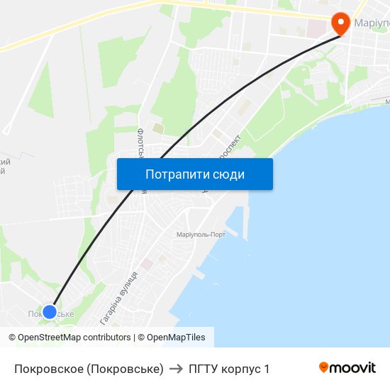 Покровское (Покровське) to ПГТУ корпус 1 map