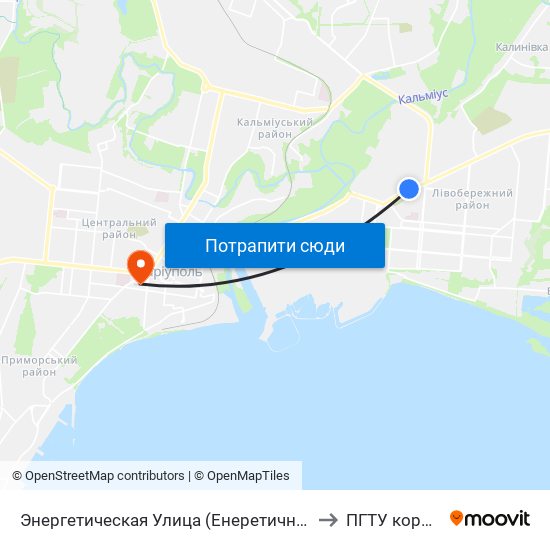 Энергетическая Улица (Енеретична Вулиця) to ПГТУ корпус 1 map