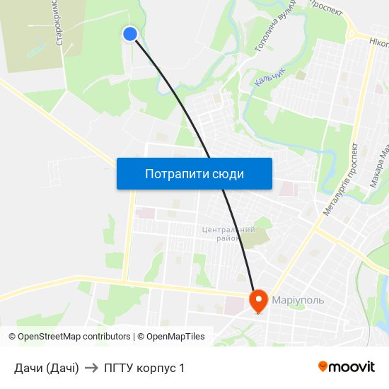 Дачи (Дачі) to ПГТУ корпус 1 map