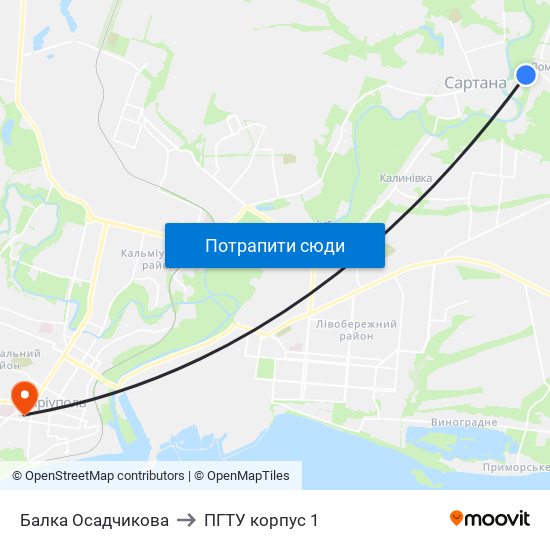 Балка Осадчикова to ПГТУ корпус 1 map