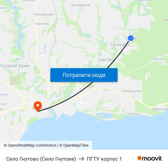 Село Гнутово (Село Гнутове) to ПГТУ корпус 1 map