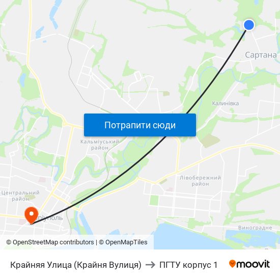 Крайняя Улица (Крайня Вулиця) to ПГТУ корпус 1 map