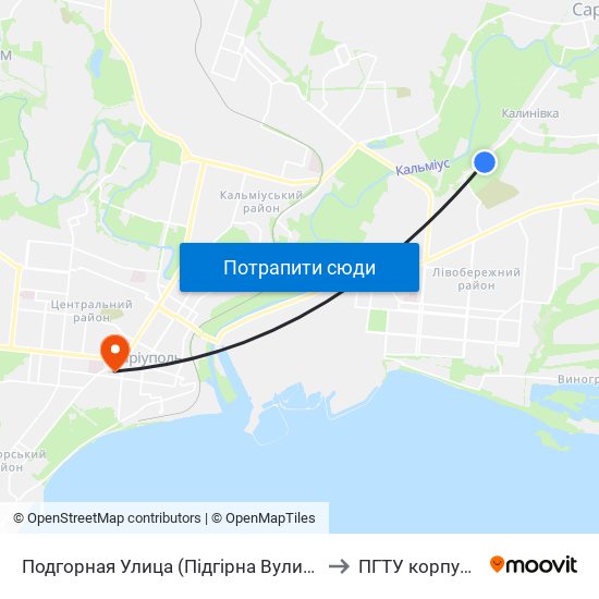 Подгорная Улица (Підгірна Вулиця) to ПГТУ корпус 1 map