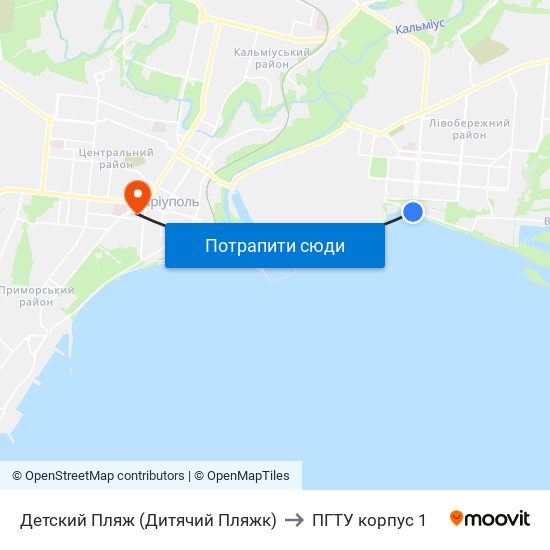 Детский Пляж (Дитячий Пляжк) to ПГТУ корпус 1 map