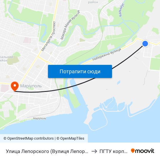 Улица Лепорского (Вулиця Лепорського) to ПГТУ корпус 1 map