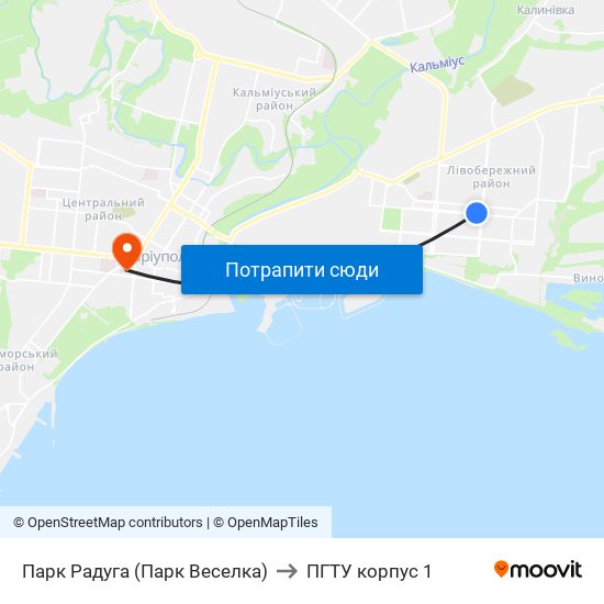 Парк Радуга (Парк Веселка) to ПГТУ корпус 1 map