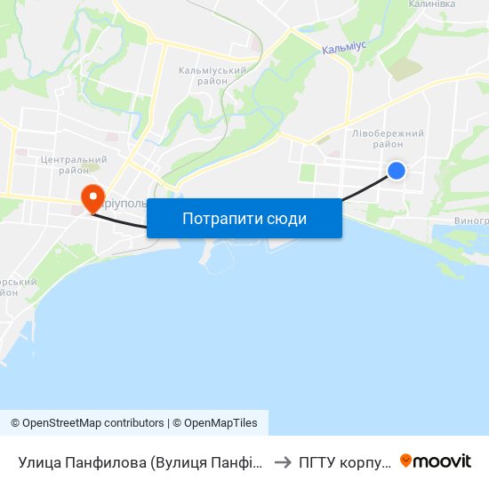 Улица Панфилова (Вулиця Панфілова) to ПГТУ корпус 1 map