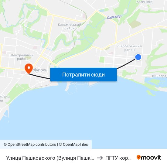 Улица Пашковского (Вулиця Пашковського) to ПГТУ корпус 1 map